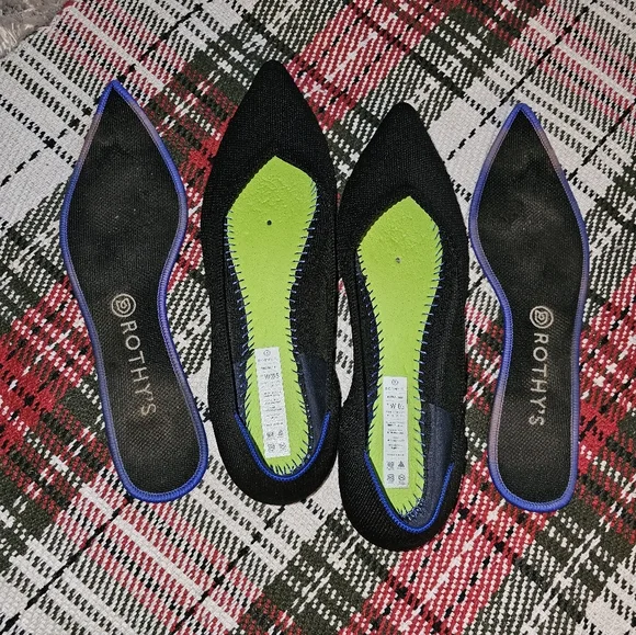 ROTHY'S 'The Point' Black Pointed Toe Flats Slipons 10.5 Pre-owned! NICE!! - Picture 6 of 6